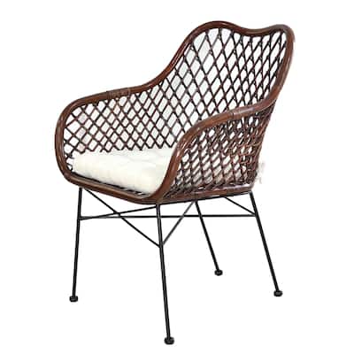 Rattan Framed Chair with Cushion - 35.5" - Brown