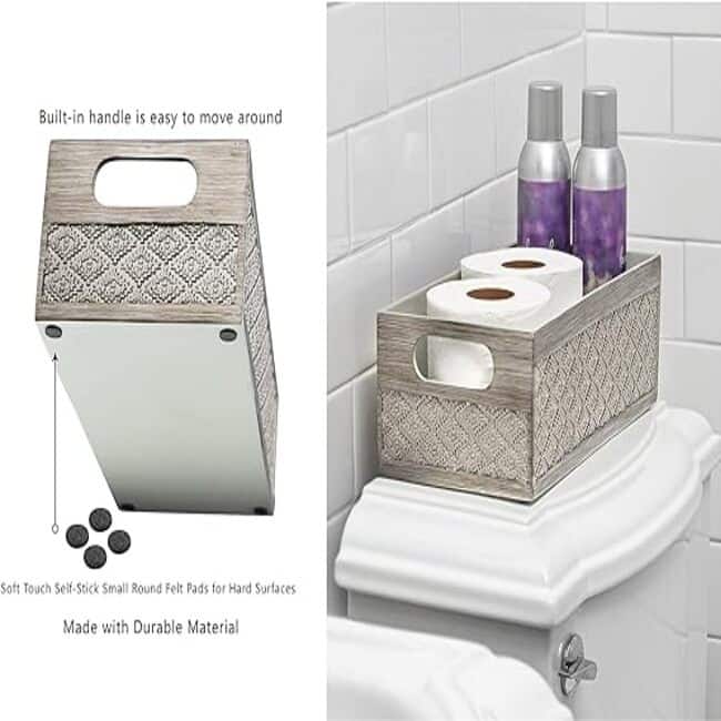 Creative Scents Dublin Silver-Gray Toilet Paper Holder Storage Basket - Silver