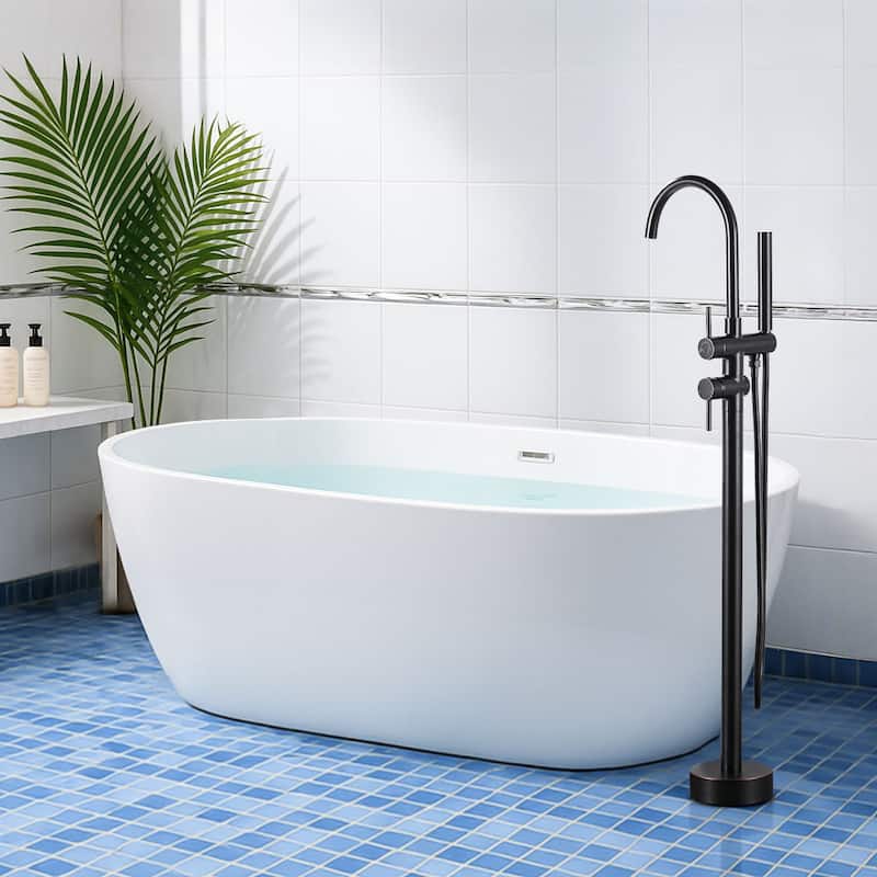 WOWOW Double Handle Freestanding Tub Faucet with Handheld Shower