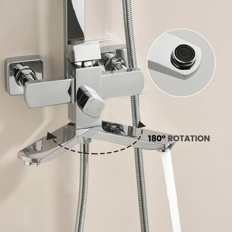 46"H 3-Function Stainless Steel Wall-Mounted Shower System