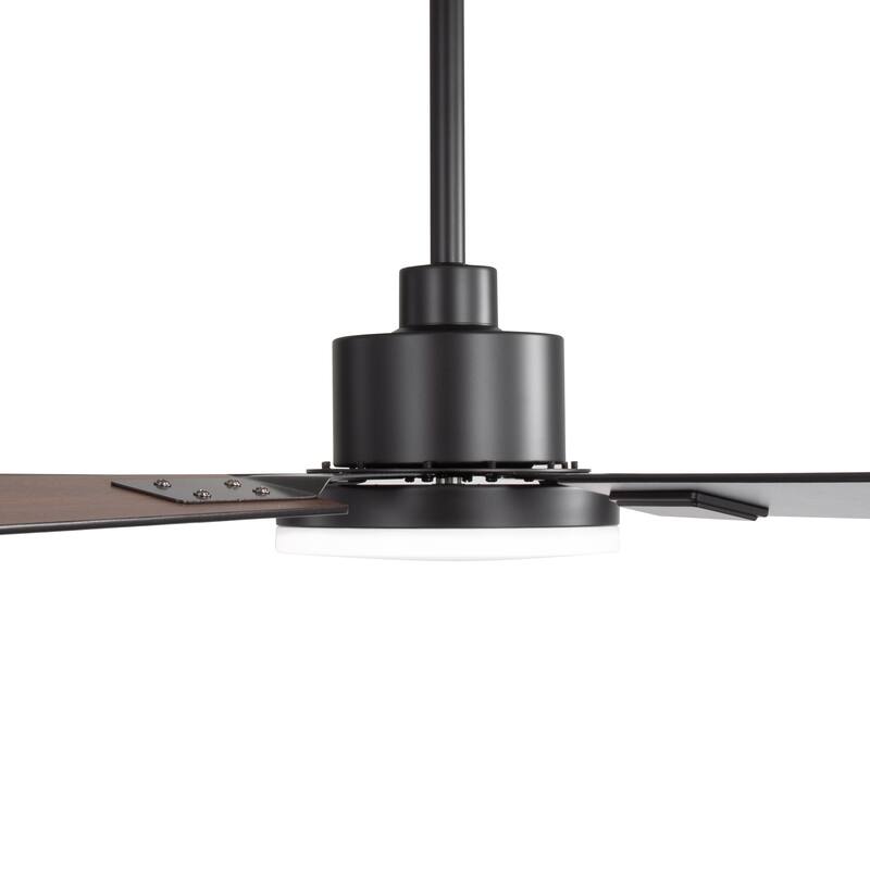 48"/52"/60" Modern Black LED Ceiling Fan with Light Remote (5/6 Reversible Blades)