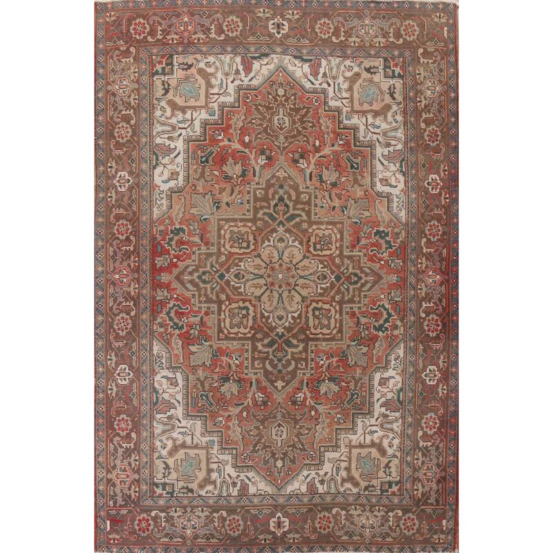 Hand Knotted Oriental 100% Wool Carpet Traditional Medallion Red Heriz Area Rug - 11' 5'' X 8' 5''