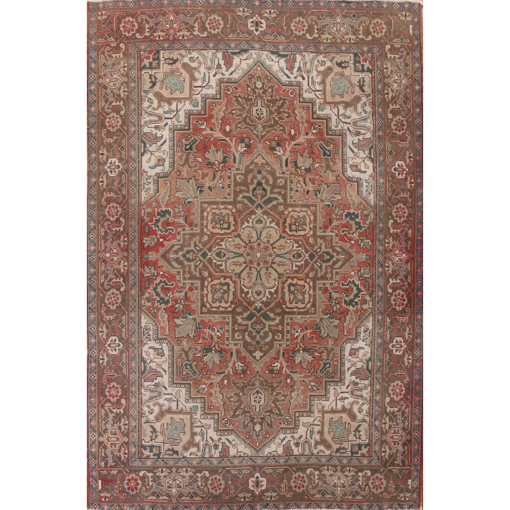 Hand Knotted Oriental 100% Wool Carpet Traditional Medallion Red Heriz Area Rug - 11' 5'' X 8' 5''
