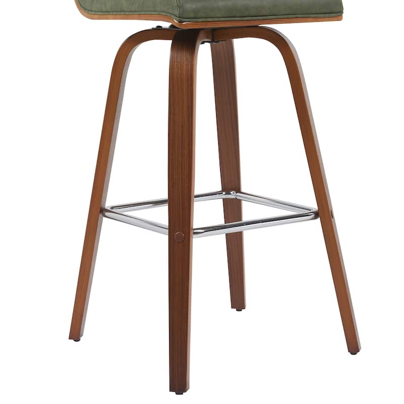 Skara Swivel Bar Stool, Upholstered Bar Height Chair with Bentwood Frame