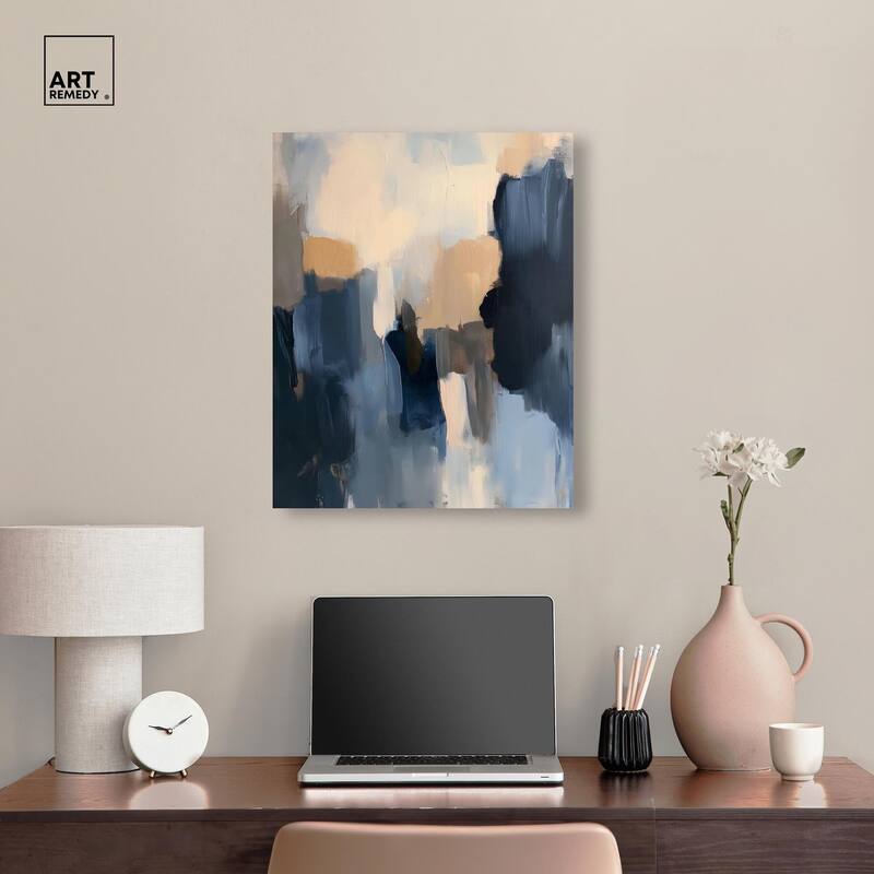 Navy Beige I Canvas by Art Remedy, Gallery Wrapped