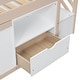 preview thumbnail 9 of 7, Cream/White Wood Low Loft Bed Frame with Drawer, Shelf and Storage Stairs for Kids, Teens - Large Space Underneath