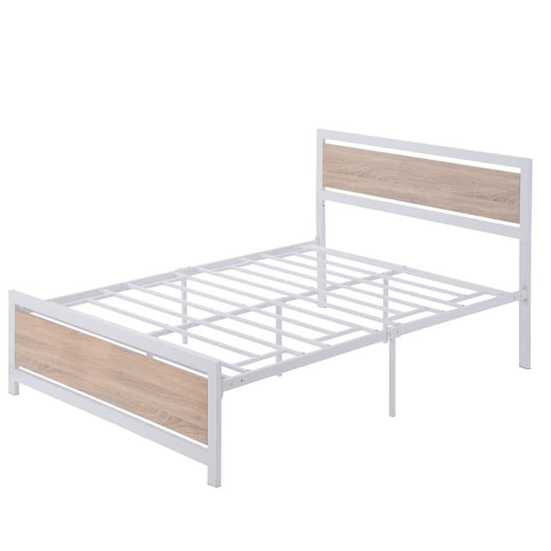 Metal and Wood Bed Frame Platform Bed