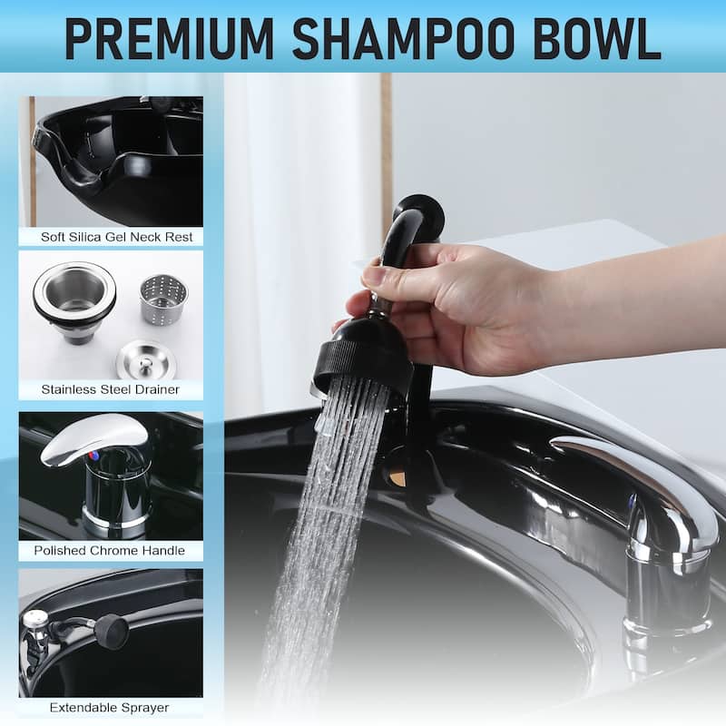 WOWOW Professional Shampoo Bowl for Salon - Matte Black