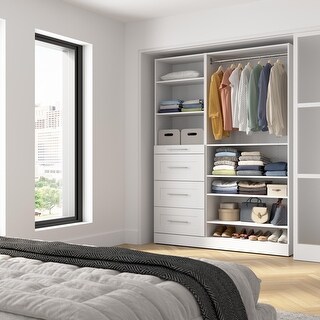 Bestar Florence 61W x 16D Closet System with Drawers, Shaker - Bed