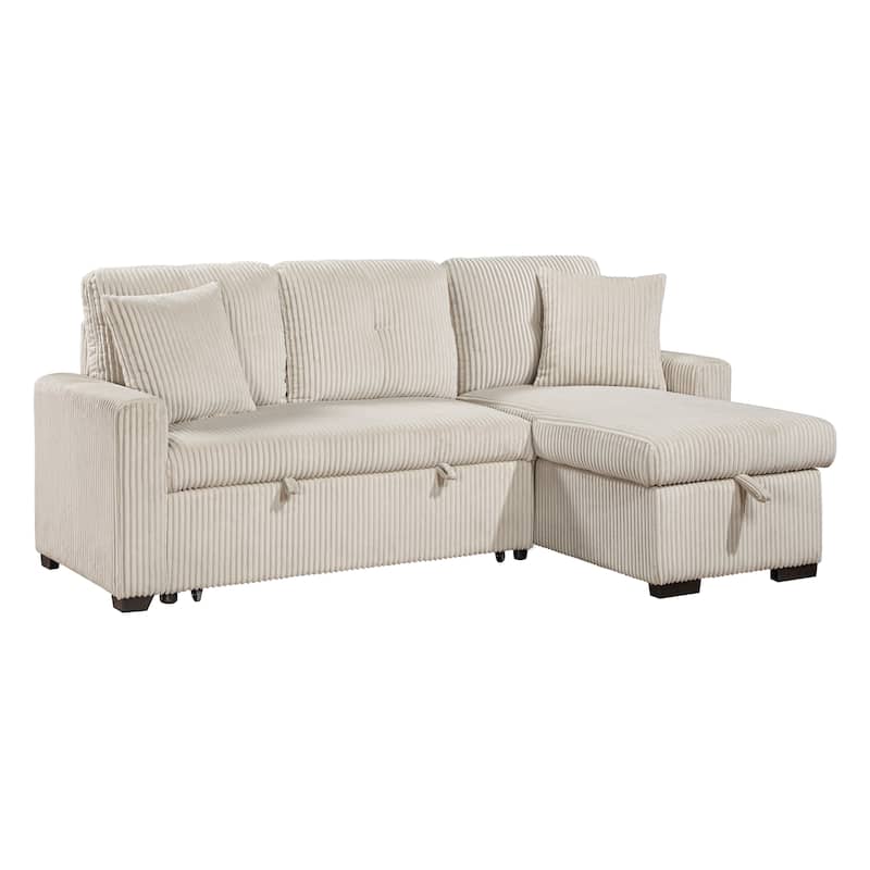 Jessenia Corduroy 3-Piece Reversible Sectional with Pull-out Bed