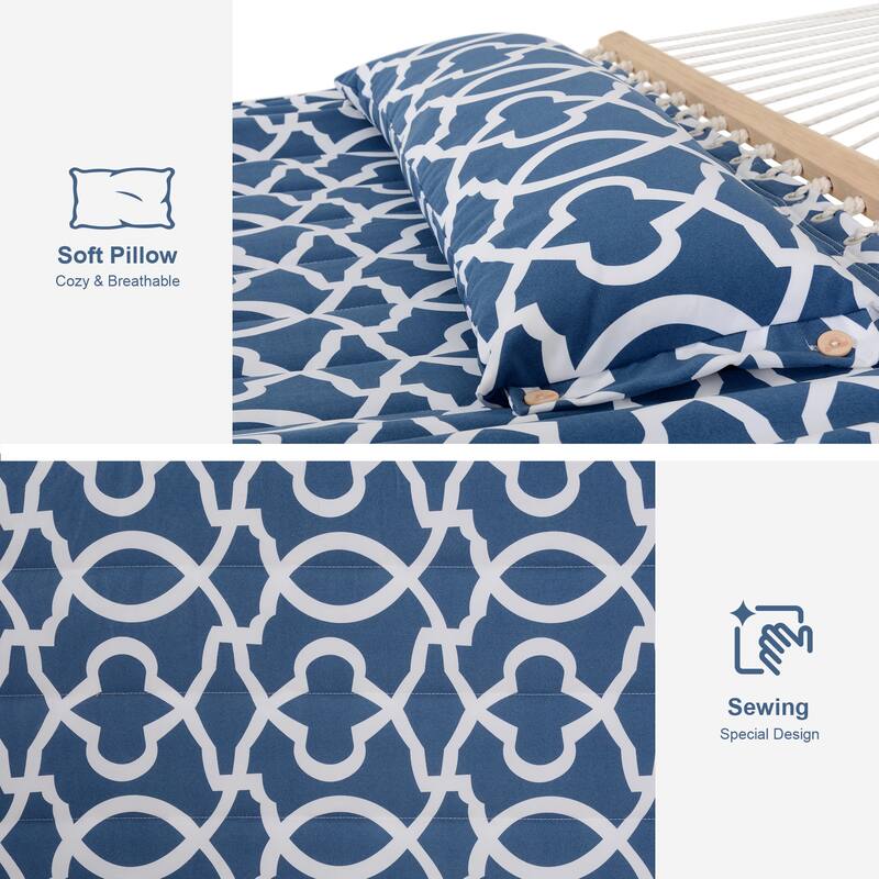 Double Spreader Bar Hammock With 13.5 ft. Wooden Stand - 162*55.1*48.8