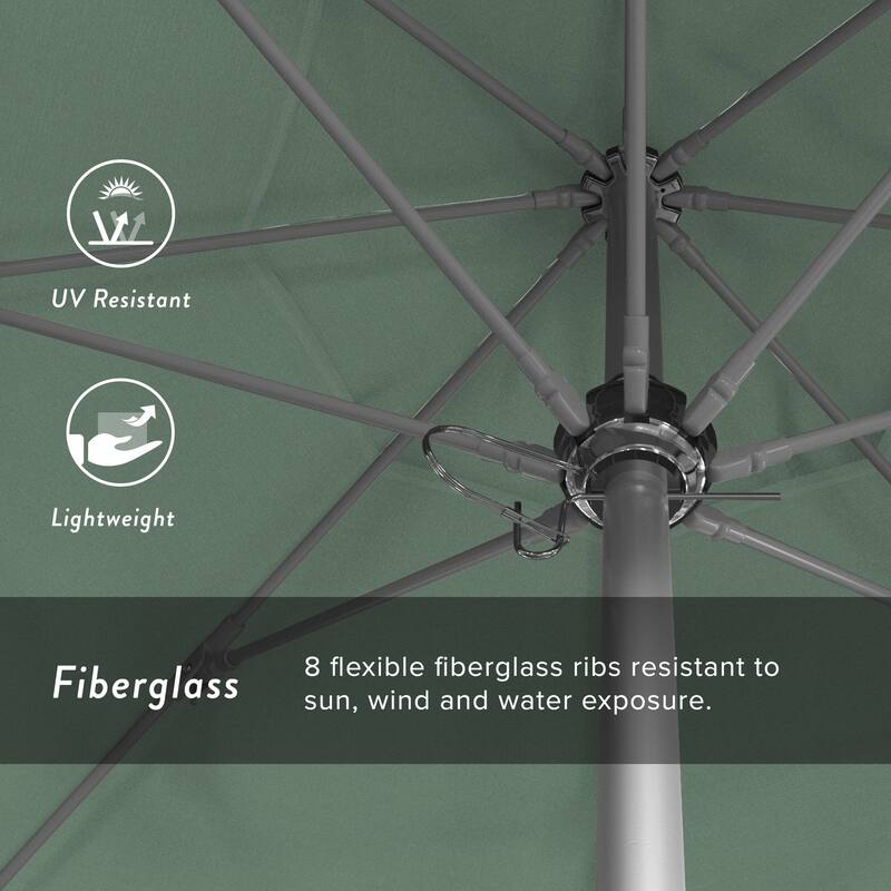 California Umbrella 7.5' Rd. Aluminum Frame, Fiberglass Rib Market Umbrella, Push Open,Anodized Silver Finish, Pacifica Fabric