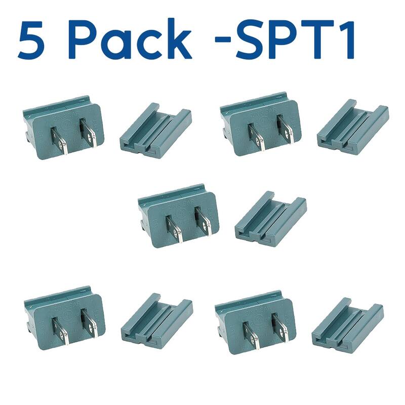 SPT-1 Male Plug, Snap On Vampire Plugs, Green, Polarized, 8 AMP, 25 Pack - Medium