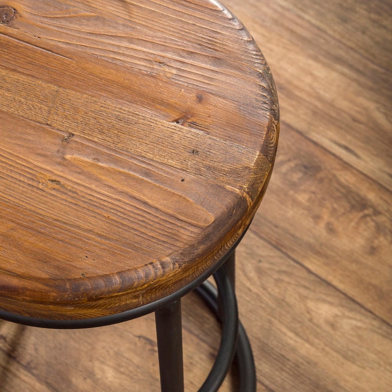 Carbon Loft Horseshoe Reclaimed Wood and Iron Stool