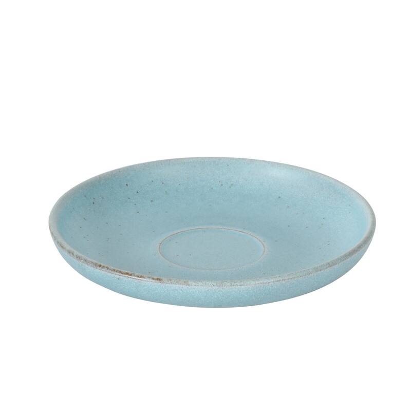 Gibson Elite William Crest 8 Piece Cup & Saucer -3.5oz Espresso Cups, 5.5" Saucers Reactive Stoneware Set