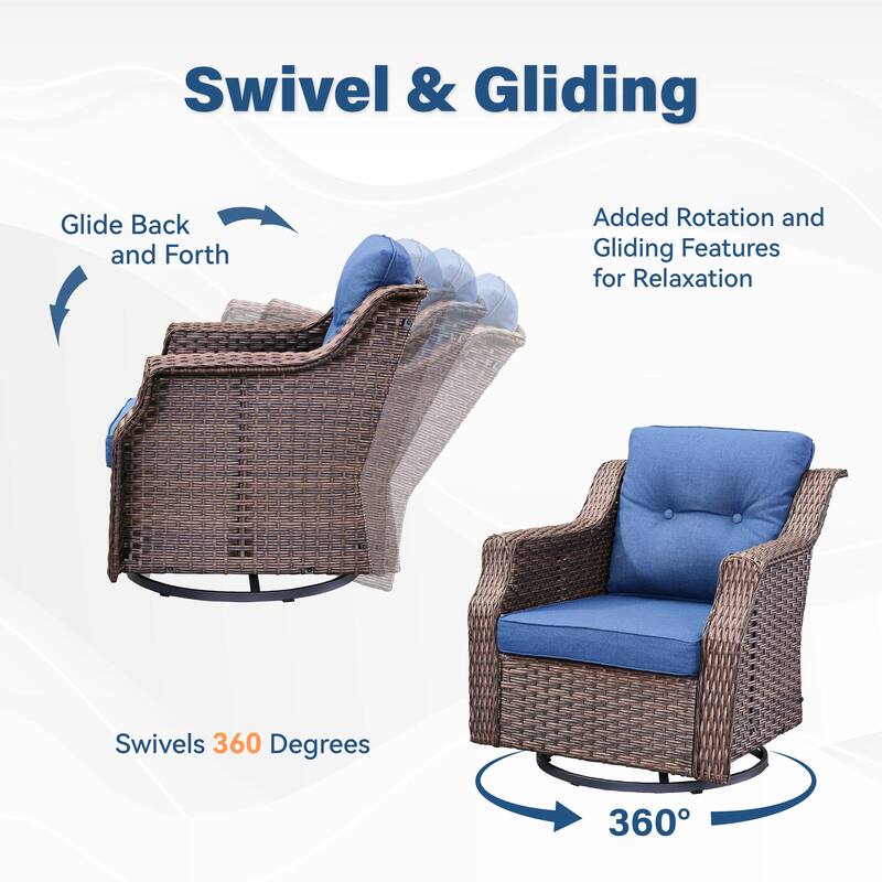 Pocassy 6-Piece Patio Swivel Chair with Side Table