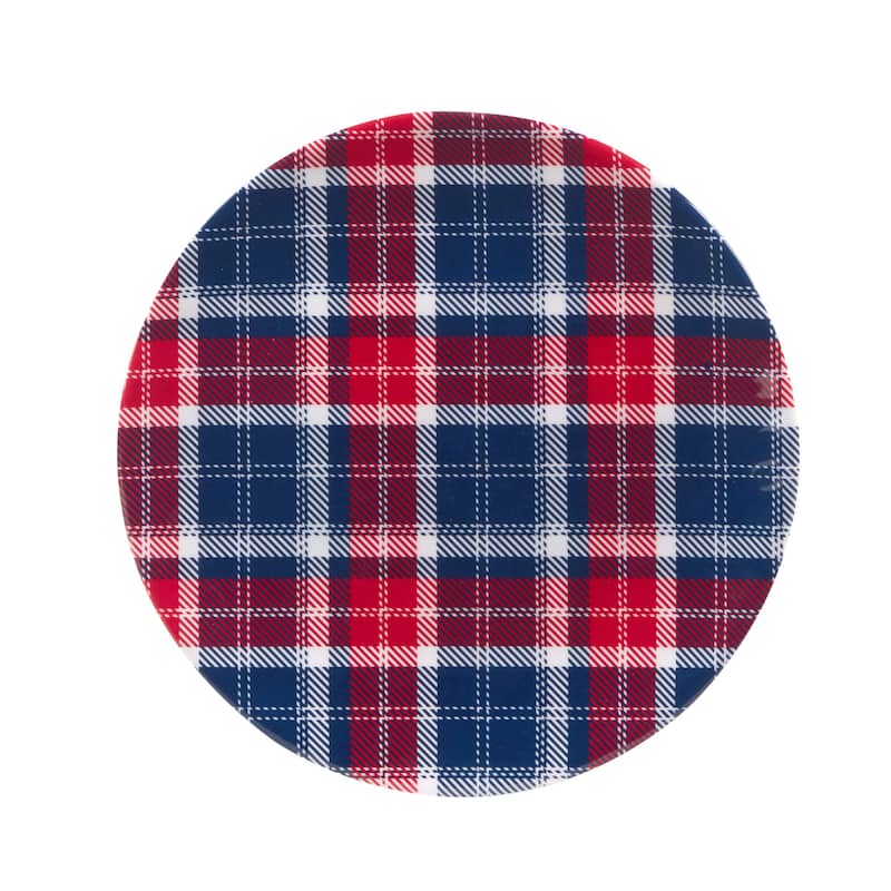 Certified International Patriotic Plaid 9" Melamine Salad/Dessert Plates, Set of 6 - 9" Dia.