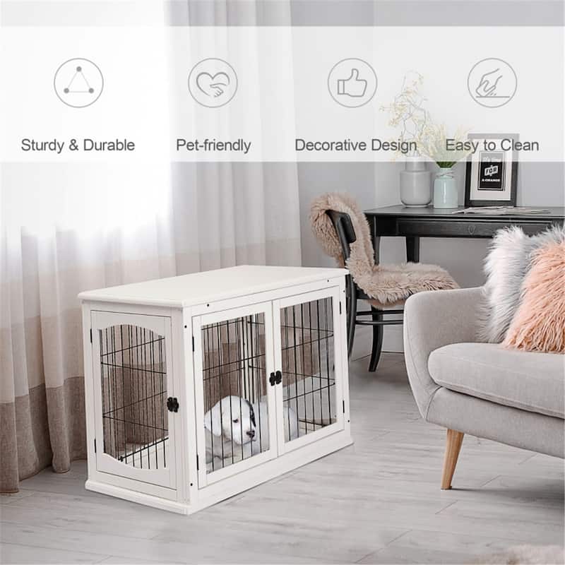 2-in-1 Small Pet Cage and End Table with Lockable Doors and Modern Design - 23" L x 32" W x 26" H