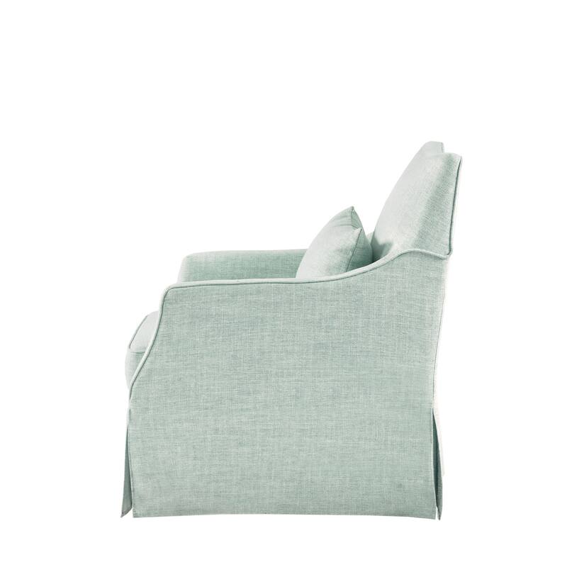 Martha Stewart London Upholstered Skirted Swivel Armchair with Lumbar Pillow