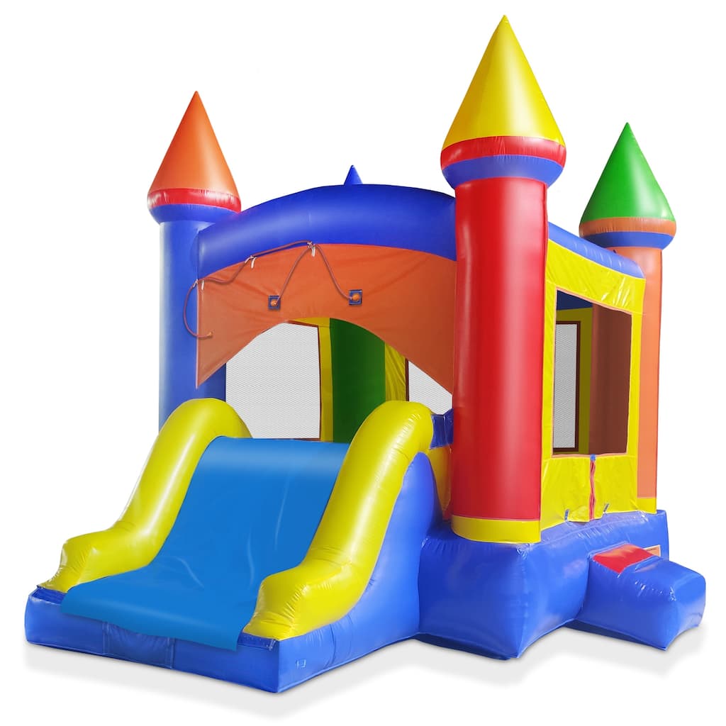 Commercial Castle Bounce House Inflatable Bouncer with Water Slide - 15 x 17.75 x 14 feet