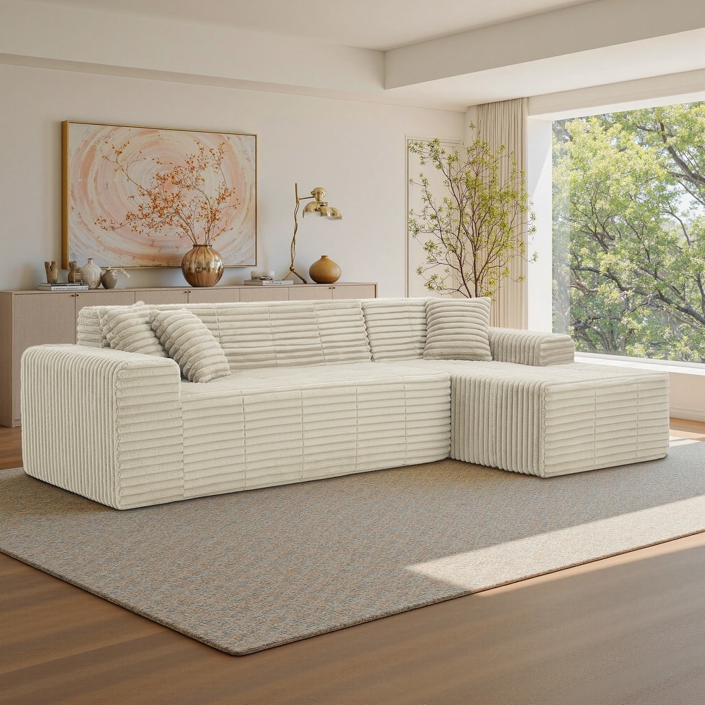 122" W No Assembly Sofa L-Shaded Sectional Modular with Chaise