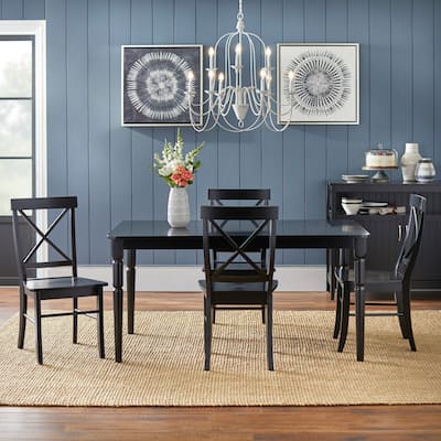 Simple Living Albury 5-piece Grey and Black Cross Back Dining Set