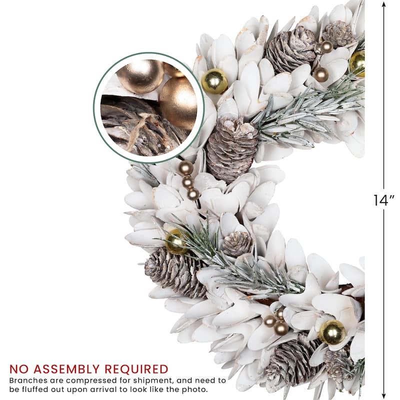 Frosted Pinecone and Pine Sprigs Artificial Christmas Wreath - 14" - Unlit