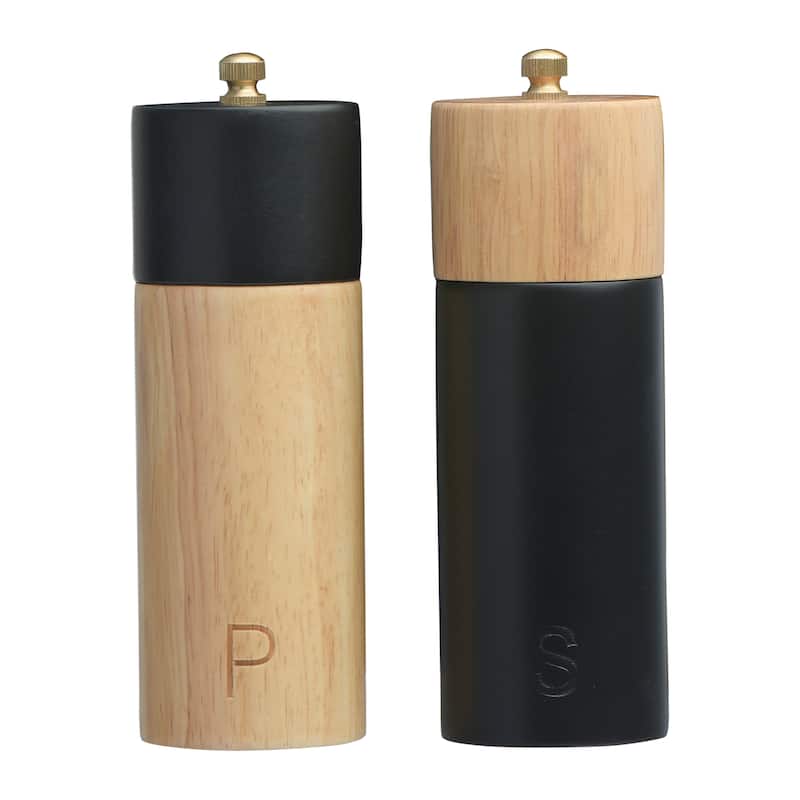 Two-Tone Rubberwood Salt and Pepper Mill