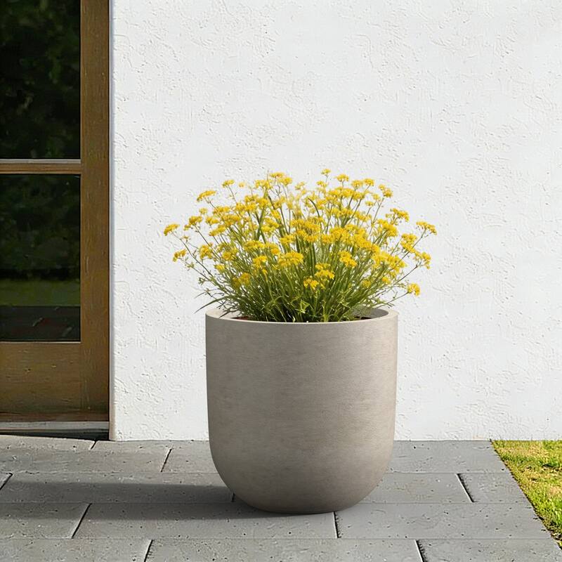 Upgraded Interior Concrete Round Planter with Drainage Holes