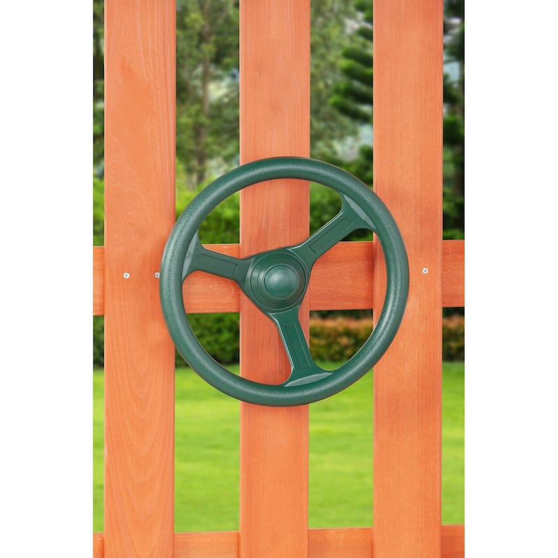 Cedar Chalet Wooden Swing Set with Slide, Climbing Wall & Ladder
