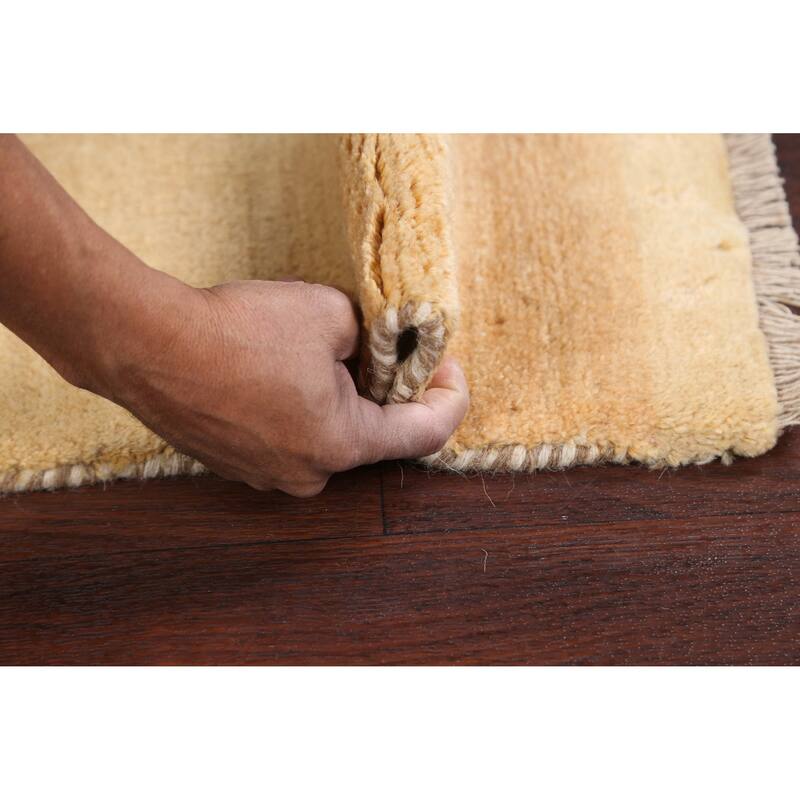 Solid Contemporary Gabbeh Persian Area Rug Wool Handmade Carpet - 1'8" x 1'10" Square