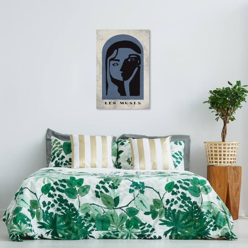 Wynwood Studio Fashion and Glam Les Muses Poster Blue and Modern & Contemporary Wall Art Canvas Print - 36 x 24
