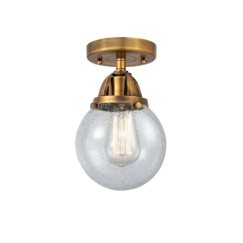 Innovations Lighting Nouveau 2 Beacon - 1 Light 6" Semi-Flush Mount - Brushed Brass/Seedy