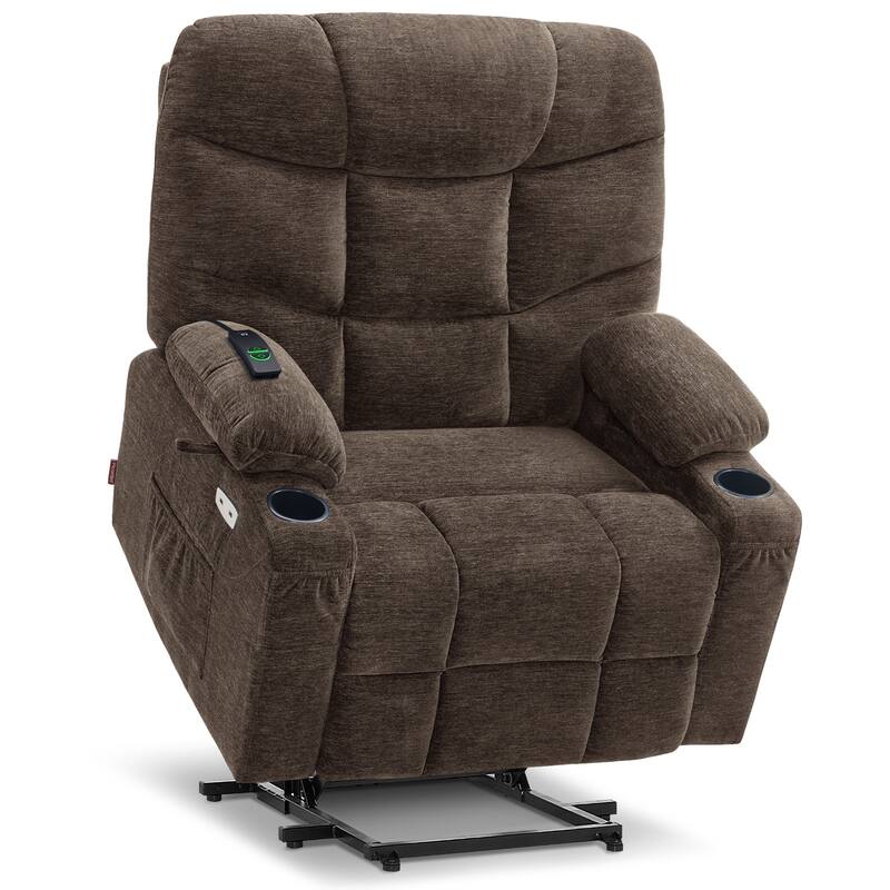 MCombo Wide Power Lift Recliner Chair with Extended Footrest for Big Elderly People, Fabric R7289