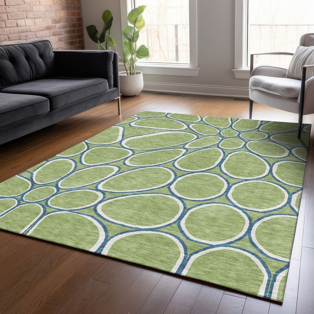 Machine Washable Indoor/ Outdoor Modern Bubbles Chantille Rug