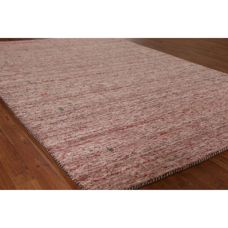 Gabbeh Indian Area Rug Handmade Bedroom Wool Carpet - 6'1" x 8'7" - Orange - 6'1" x 8'7"