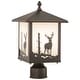 preview thumbnail 3 of 7, Bryce 1L Bronze Rustic Outdoor Deer Tree Post Light White Glass - 8-in W x 14-in H x 8-in D