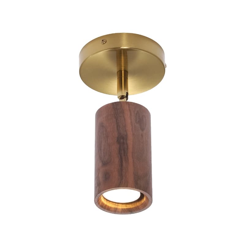 Modern Cylinder Wood Grain Dual-Mount Adjustable Wall Sconce - 4.7in