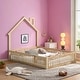 preview thumbnail 1 of 14, Wood Full Size House Platform Bed with Guardrail