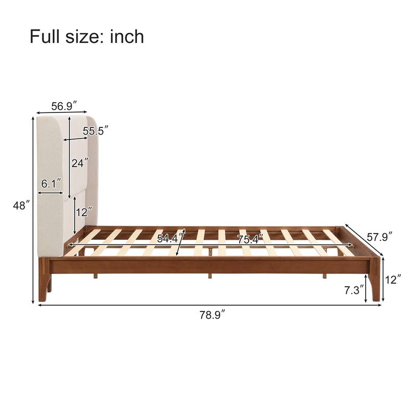 Bamboo Bed Frame Modern Platform Bed Wood Slat Support Low Profile Bed Open Frame with Under Bed Storage and Center Support Legs