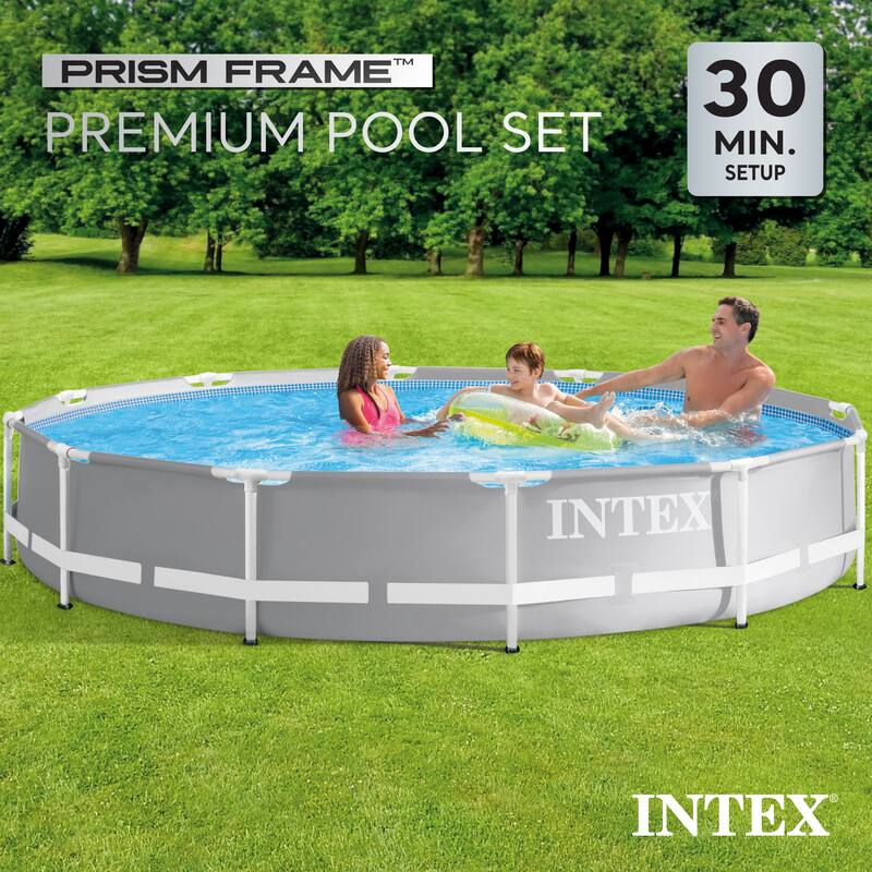 Intex 10'x30" Prism Metal Frame Round Outdoor Above Ground Swimming Pool,No Pump