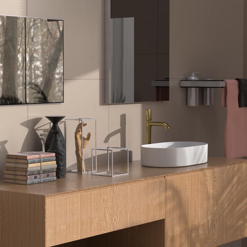 White Vessel Sink Oval Bathroom Sink, Ceramic Bathroom Above Counter Vanity Sink