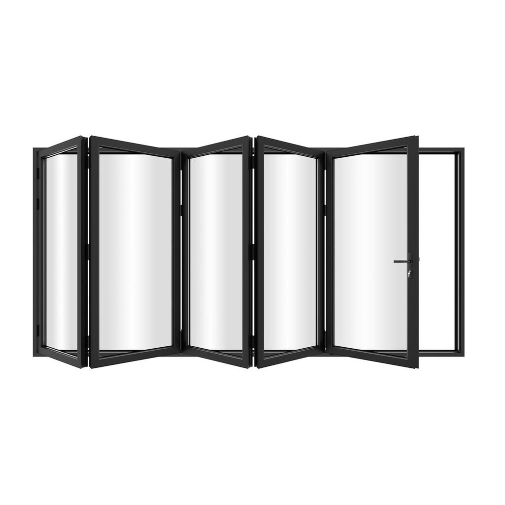 KaMic 144" x 80" 5-Panel Aluminum Patio Folding Door Right to Left-Outswing