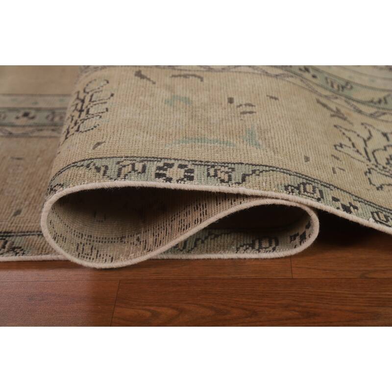 Distressed Tabriz Persian Vintage Area Rug Handmade Wool Carpet - 9'6" x 12'9"