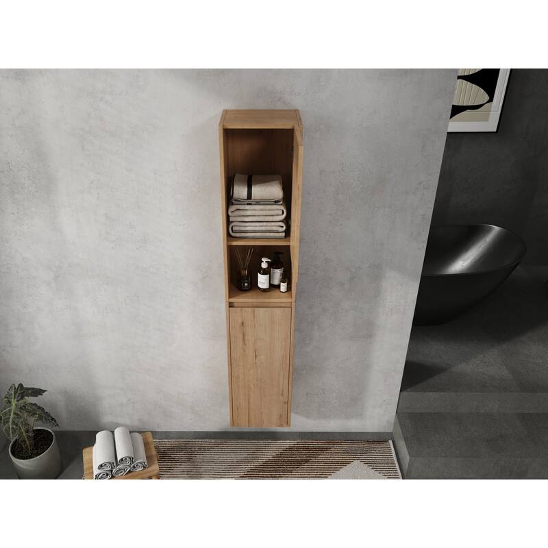 Modern Floating Bathroom Cabinet with Reversible Door & Soft-Close Hinges, Wall-Mounted Side Cabinet Storage Cabinet