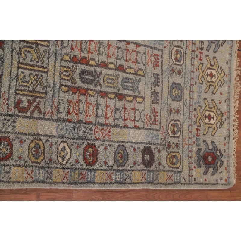 Tribal Geometric Khotan Runner Rug Handmade Oriental Wool Carpet - 2'5"x 9'11"