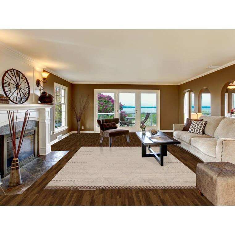 Earth Tone Moroccan Oriental Area Rug Handmade Trellis Wool Carpet - 7'6"x 10'8"