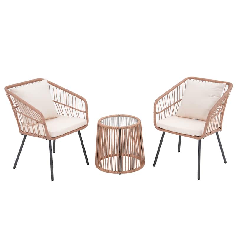 Outdoor 3-Piece Party Conversation Set With Coffee Table