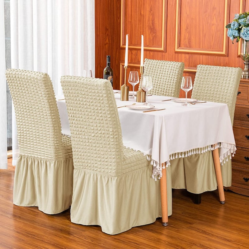 Subrtex Set-of-2 Stretch Dining Chair Cover Ruffle Skirt Slipcovers
