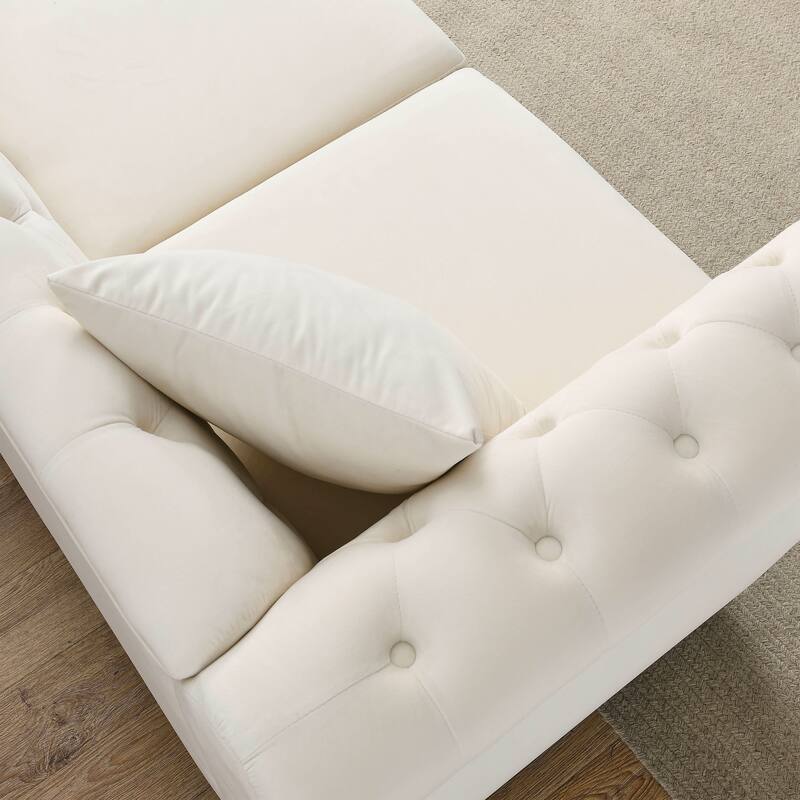 80" Velvet Chesterfield Sofa with Tufted Design, Nailhead Trim, and Rolled Arms, 3-Seater for Living Room or Office
